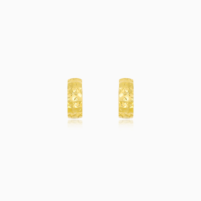 Faceted Yellow Gold Chunky Hoop Earrings