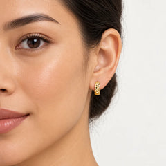 Faceted Yellow Gold Chunky Hoop Earrings