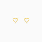 Open Heart Yellow Gold Stud Earrings
