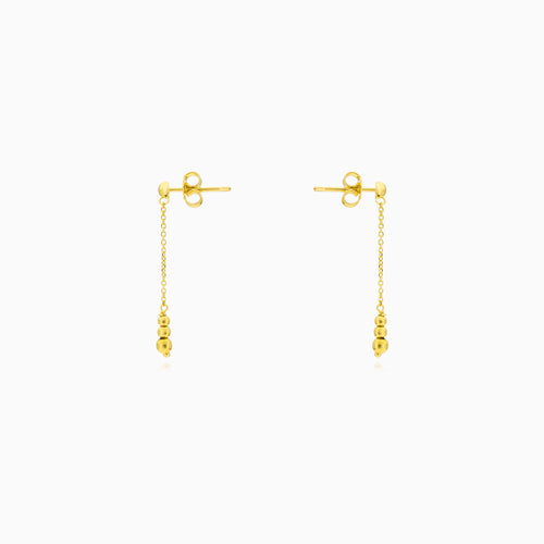 Yellow Gold Beaded Dangle Earrings