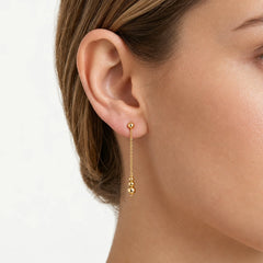 Yellow Gold Beaded Dangle Earrings