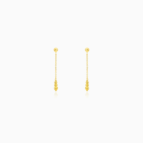 Yellow Gold Beaded Dangle Earrings