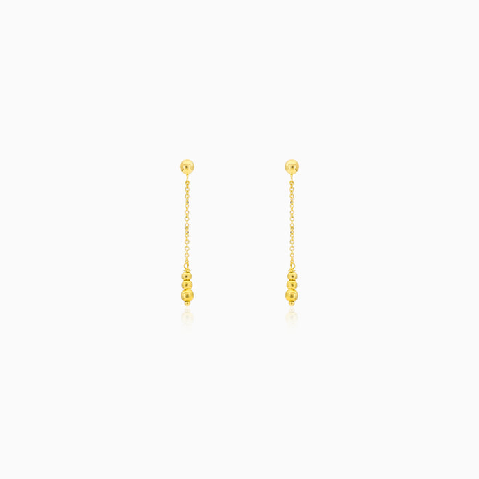 Yellow Gold Beaded Dangle Earrings
