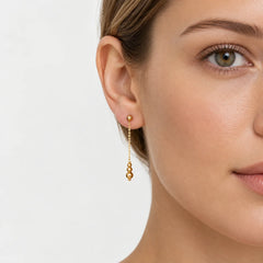 Yellow Gold Beaded Dangle Earrings