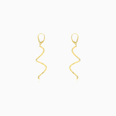 Yellow Gold Spiral Dangle Earrings