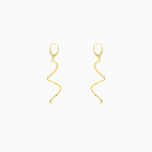 Yellow Gold Spiral Dangle Earrings