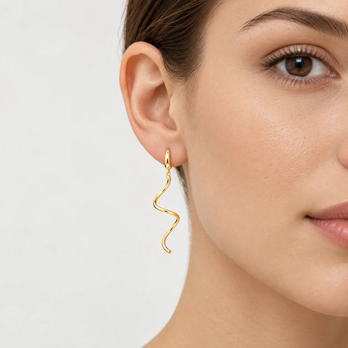 Yellow Gold Spiral Dangle Earrings