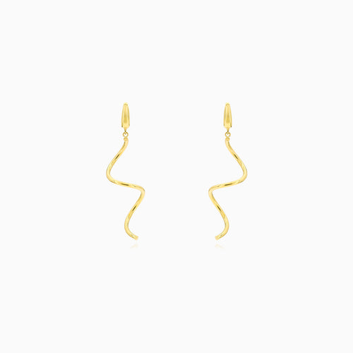 Yellow Gold Spiral Dangle Earrings