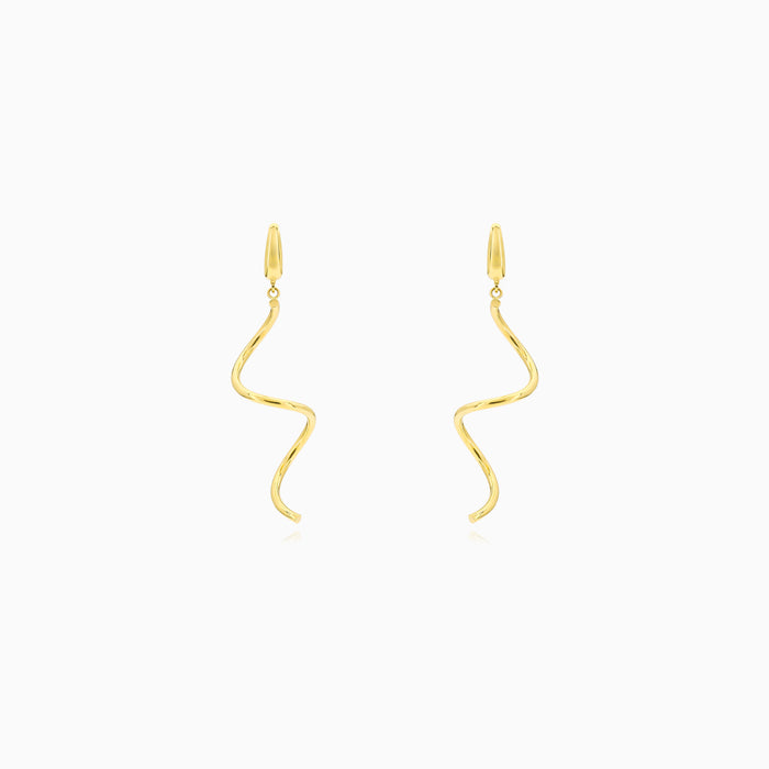 Yellow Gold Spiral Dangle Earrings