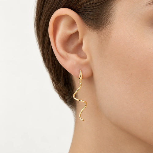 Yellow Gold Spiral Dangle Earrings