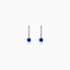 White Gold Sapphire And Cubic Zirconia Drop Earrings