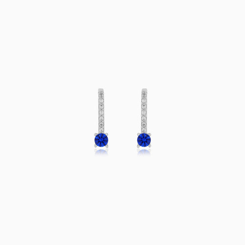 White Gold Sapphire And Cubic Zirconia Drop Earrings