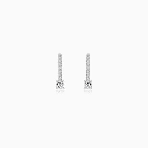White Gold Round-Cut Drop Earrings