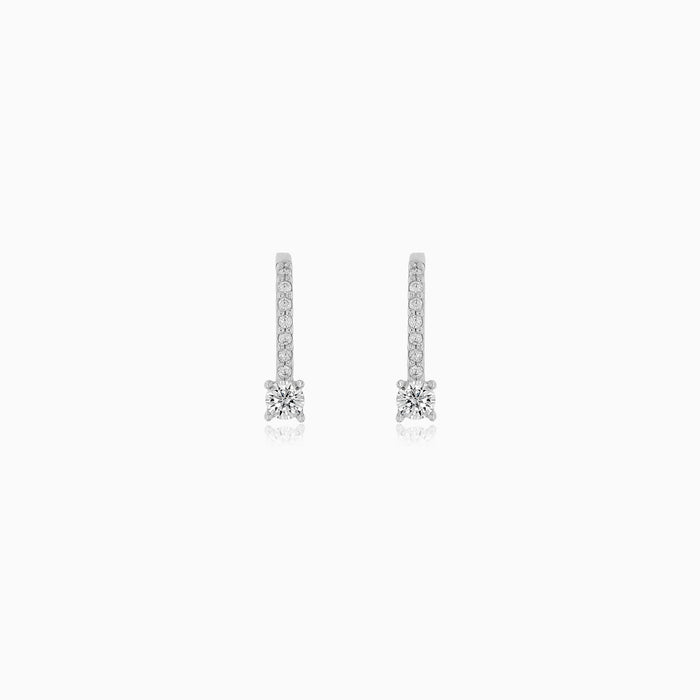White Gold Round-Cut Drop Earrings