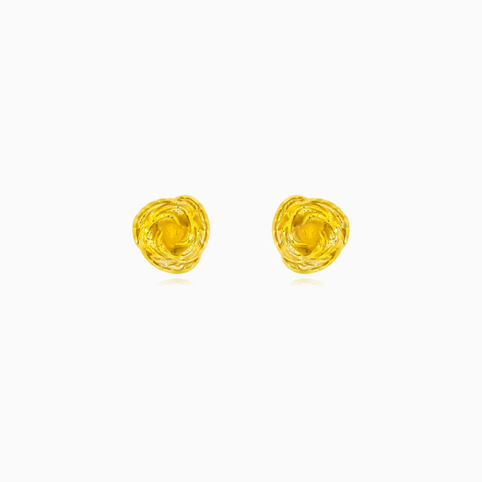 Golden Rose Stud Earrings in Yellow Gold