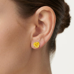 Golden Rose Stud Earrings in Yellow Gold