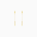 Yellow Gold Linear Chain Dangling Earrings