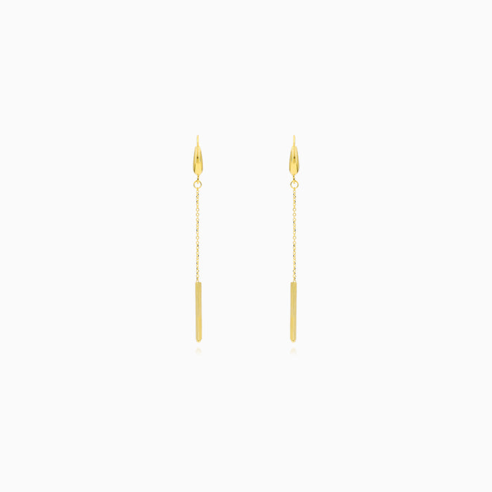 Yellow Gold Linear Chain Dangling Earrings