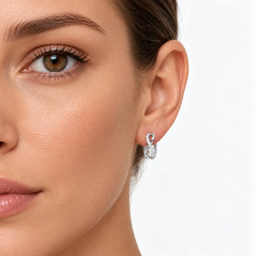 White Gold Infinity Cubic Zirconia Earrings