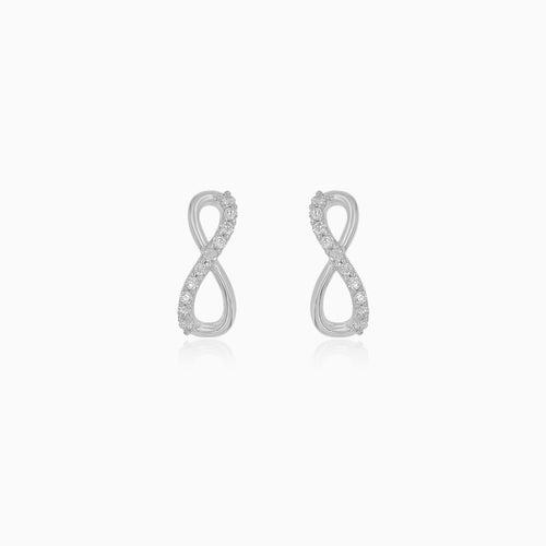 White Gold Infinity Cubic Zirconia Earrings