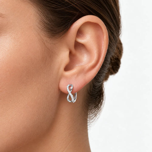 White Gold Infinity Cubic Zirconia Earrings