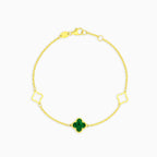 Yellow Gold Malachite Clover Motif Bracelet