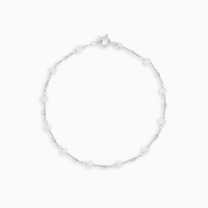 White gold bracelet with freshwater pearls