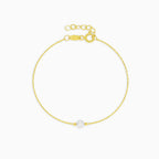 Gold Chain Bracelet With Single Pearl