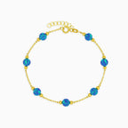 Gold Bead and Blue Opal Station Bracelet