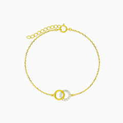 Interlinked Circles Gold Bracelet with Cubic Zirconia