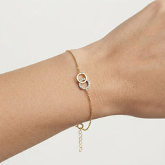 Interlinked Circles Gold Bracelet with Cubic Zirconia
