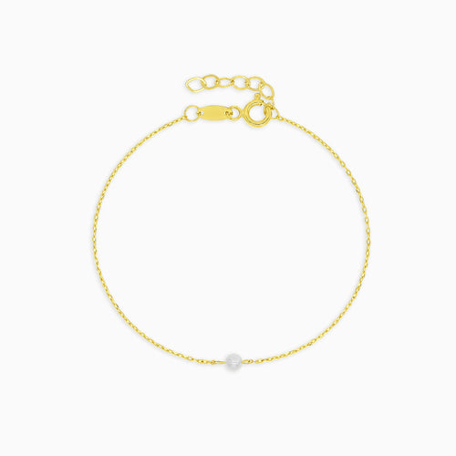 Gold Single Pearl Chain Bracelet