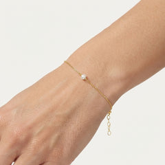 Gold Single Pearl Chain Bracelet