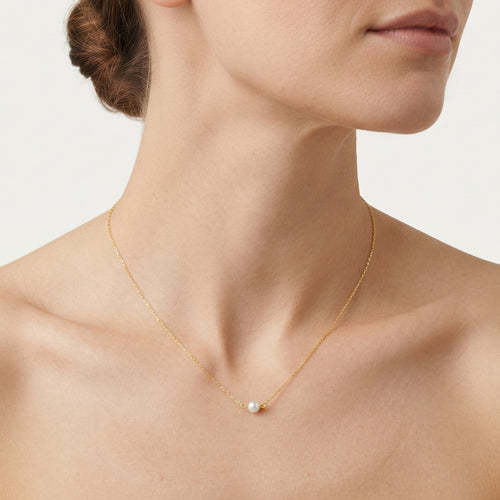 Zlatý náhrdelník s jednou perlou 3.5mm