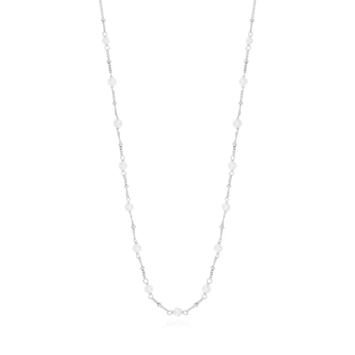 White gold necklace with freshwater pearls