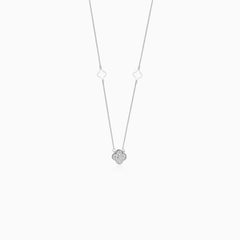 Silver Clover Station Necklace with Pendants