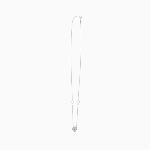 Silver Clover Station Necklace with Pendants