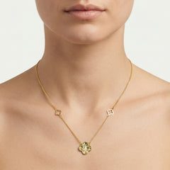 Gold Clover Motif Pendant Necklace