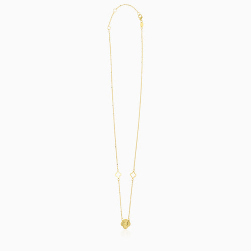 Gold Clover Motif Pendant Necklace