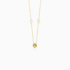 Gold Clover Motif Pendant Necklace
