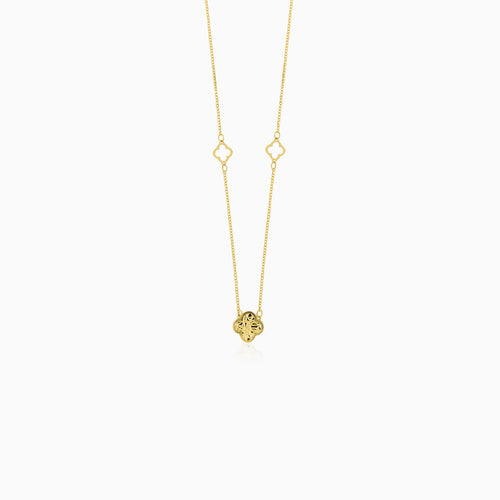 Gold Clover Motif Pendant Necklace