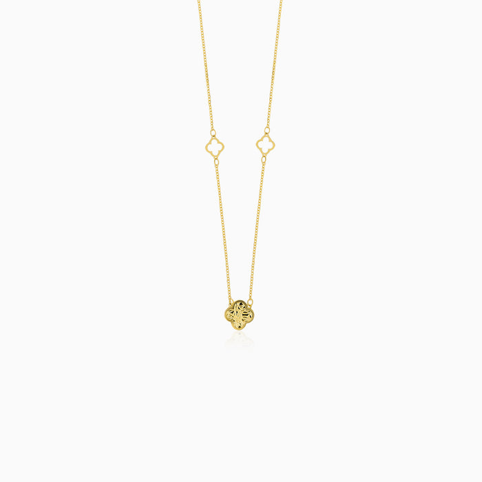 Gold Clover Motif Pendant Necklace