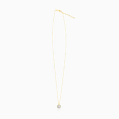 Gold CZ Halo Pendant Necklace