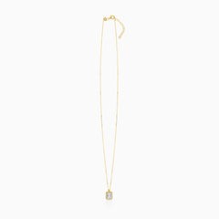 Pozlátený Náhrdelník s Príveskom a Zirkónom Emerald Cut