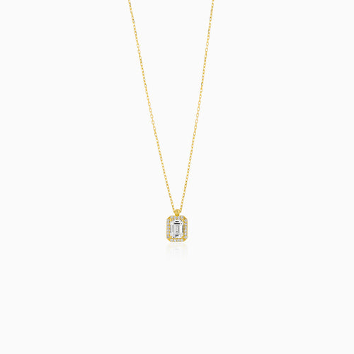 Pozlátený Náhrdelník s Príveskom a Zirkónom Emerald Cut