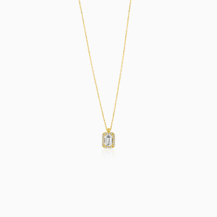 Pozlátený Náhrdelník s Príveskom a Zirkónom Emerald Cut