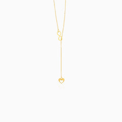 Gold Infinity Heart Lariat Necklace
