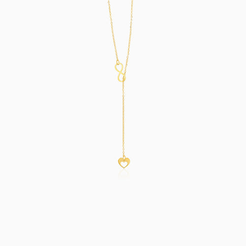 Gold Infinity Heart Lariat Necklace