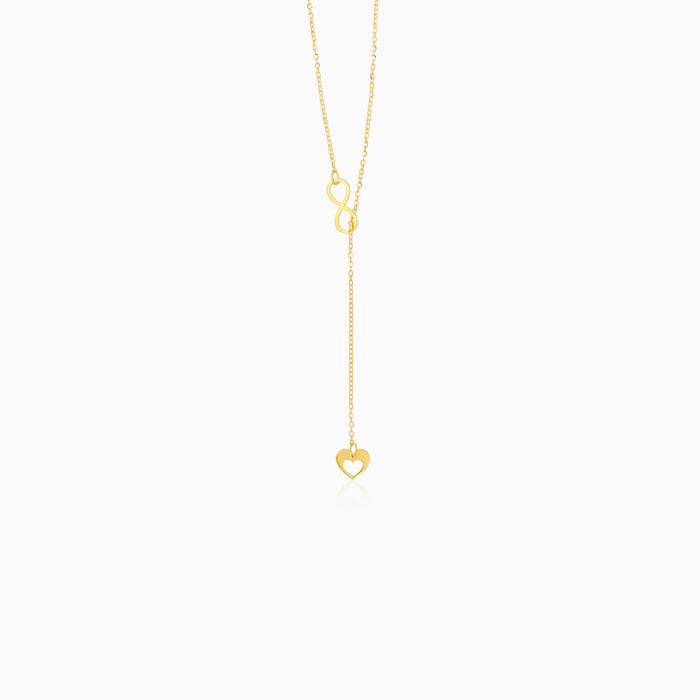 Gold Infinity Heart Lariat Necklace