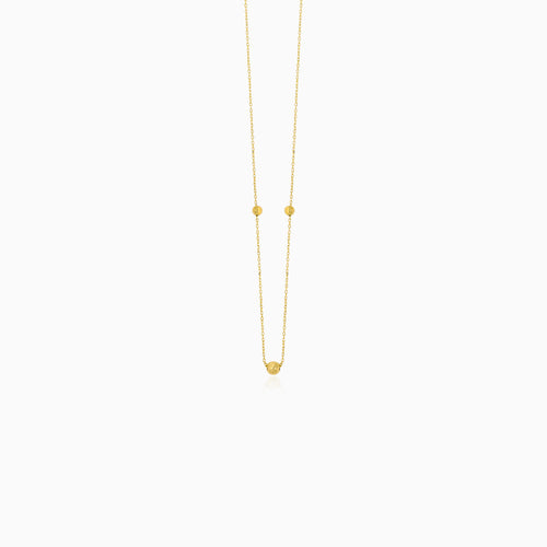 Gold Beaded Station Chain Necklace